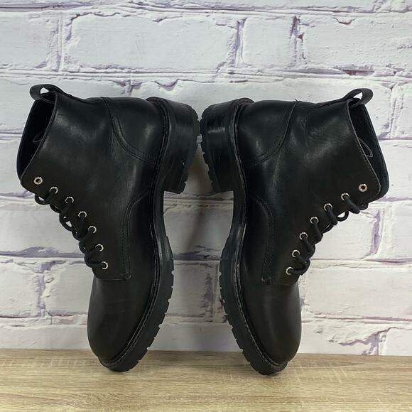 Rag & Bone Cannon Black Leather Combat Ankle Boots Women's EU 39 US 9 Lug Sole - Picture 5 of 8